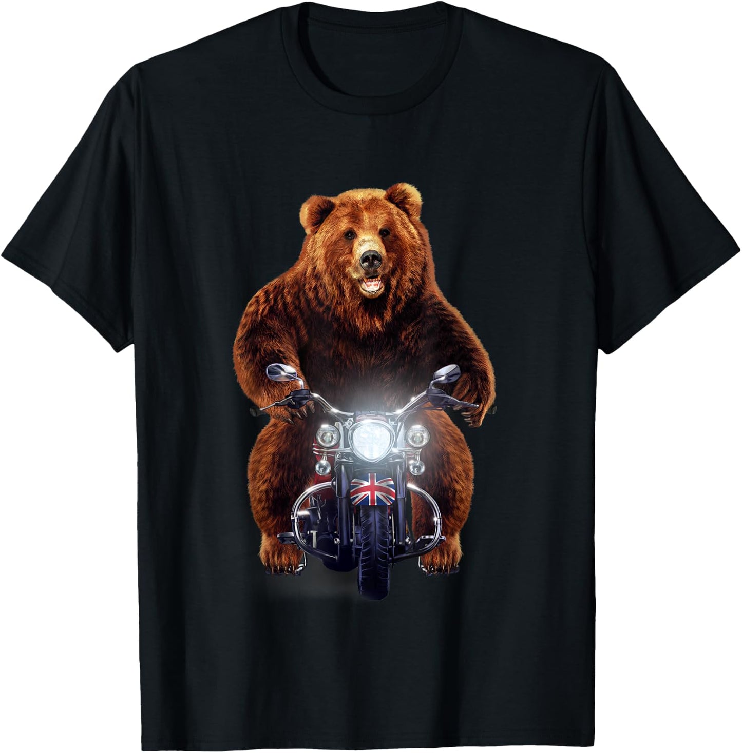 Biker Grizzly Bear Riding Motorcycle T-Shirt - T-Shirt | Black