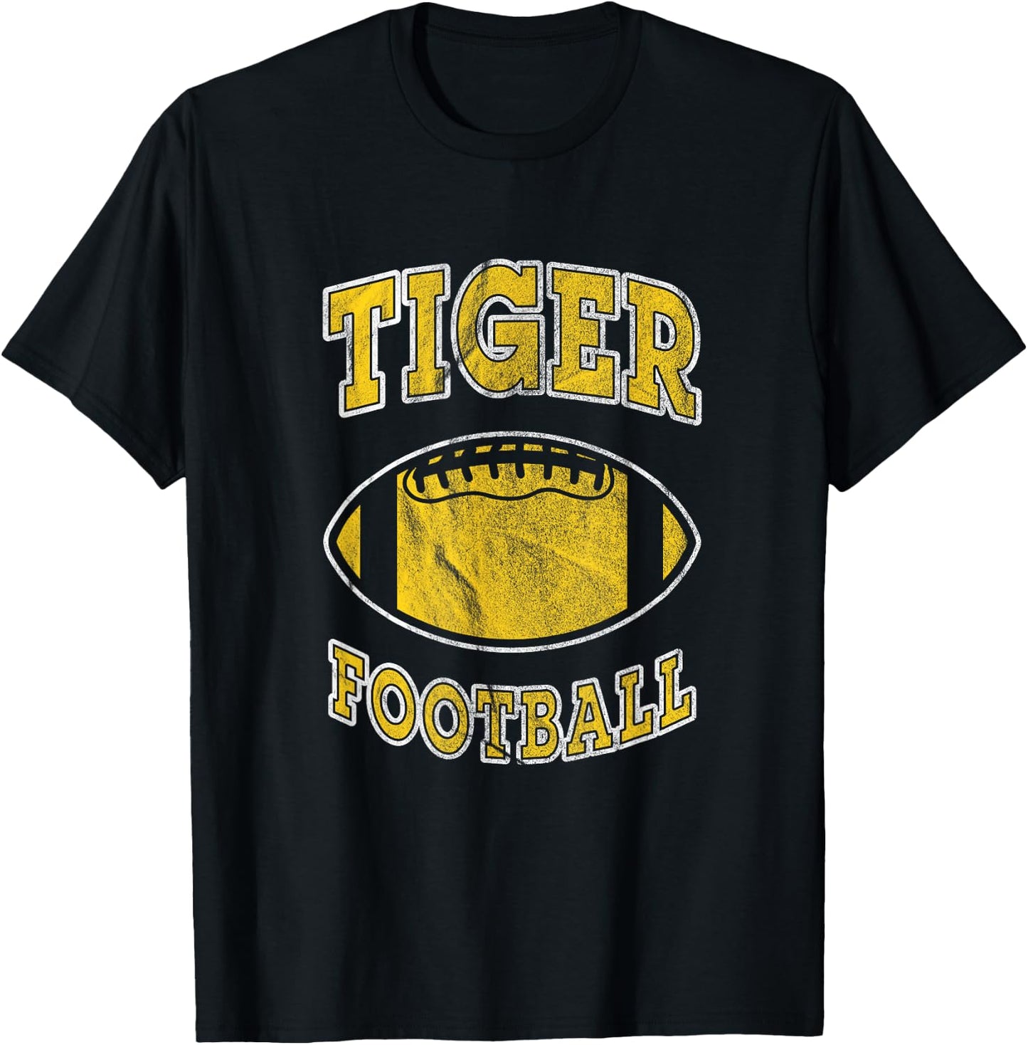 Tiger Football Vintage Distressed T-Shirt - T-Shirt | Black
