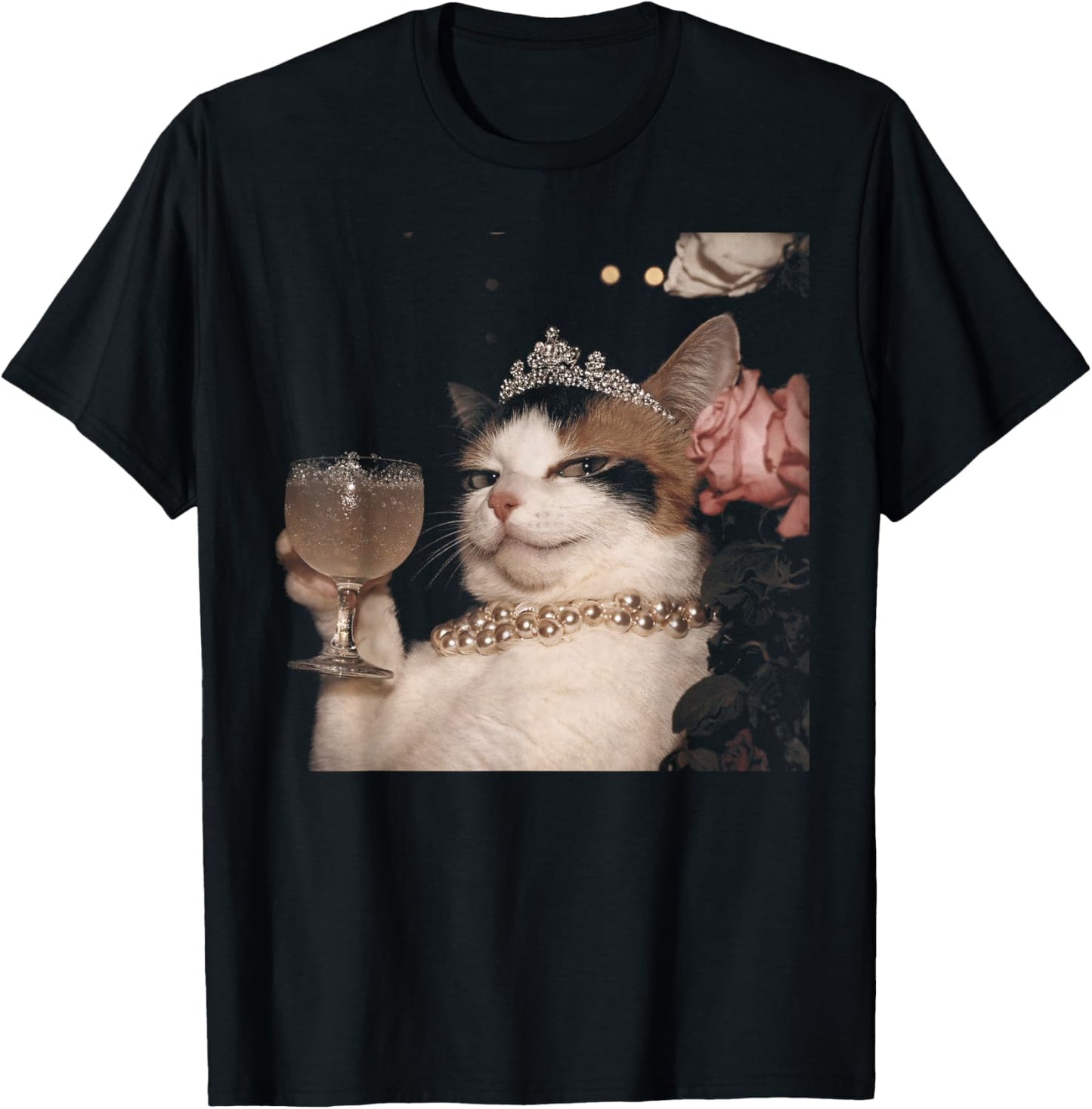 Retro Elengant Cat Funny Meme Cringe T-Shirt - T-Shirt | Black