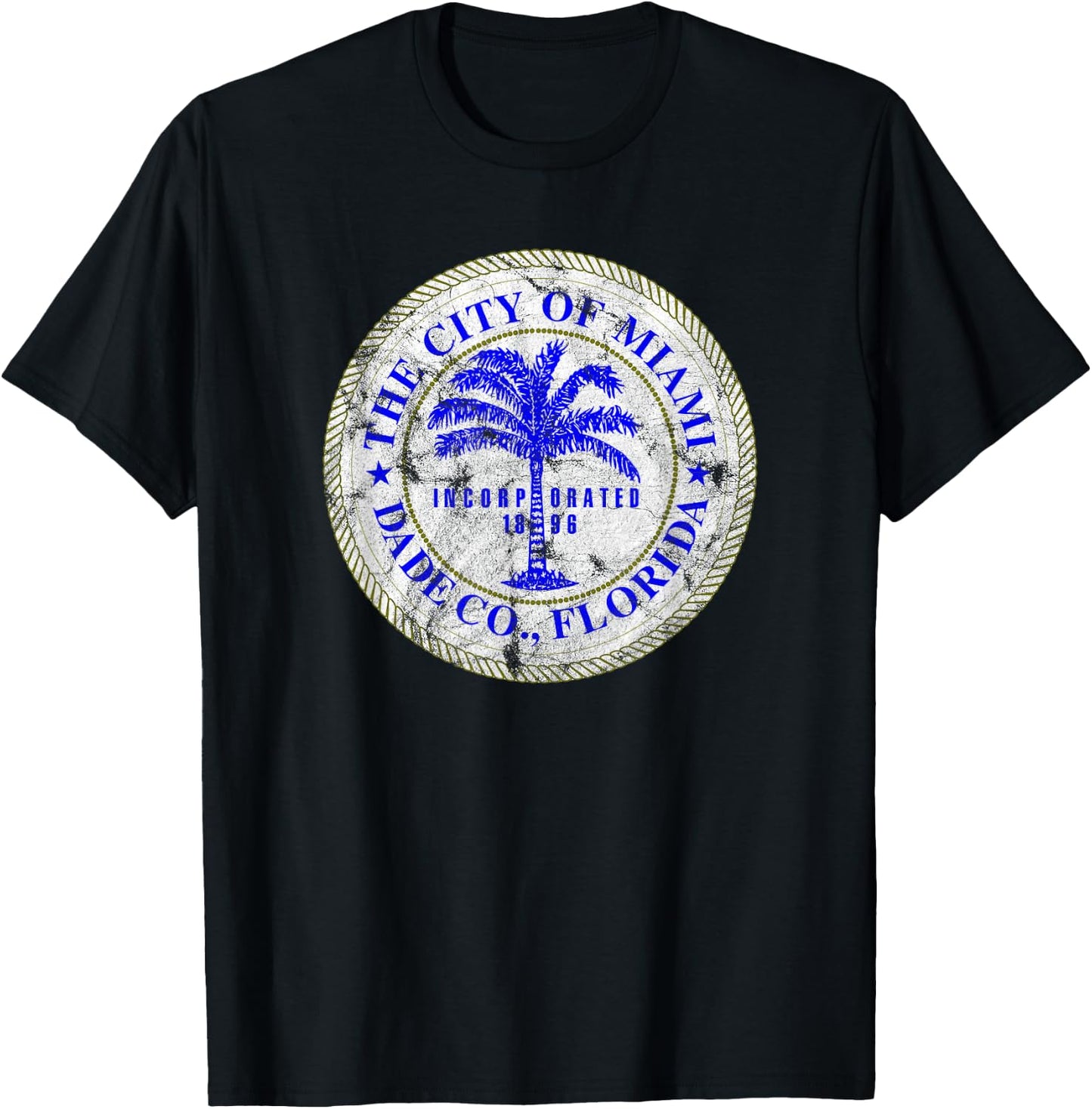 Miami Florida City Seal State Home Pride Dade County T-Shirt - T-Shirt | Black