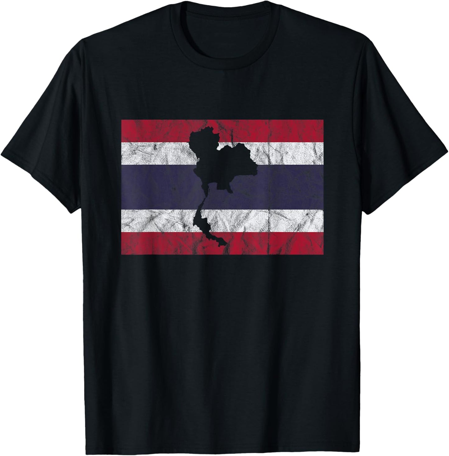 Thailand Thai Flag Outline Travel Holiday Asia T-Shirt - T-Shirt | Black