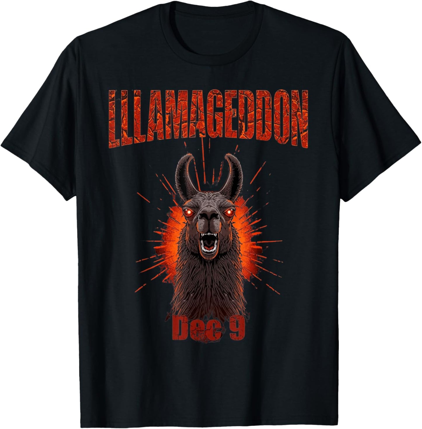 Llamageddon Dec 9 Llama Dark Apocalypse Nature Wildlife T-Shirt - T-Shirt | Black