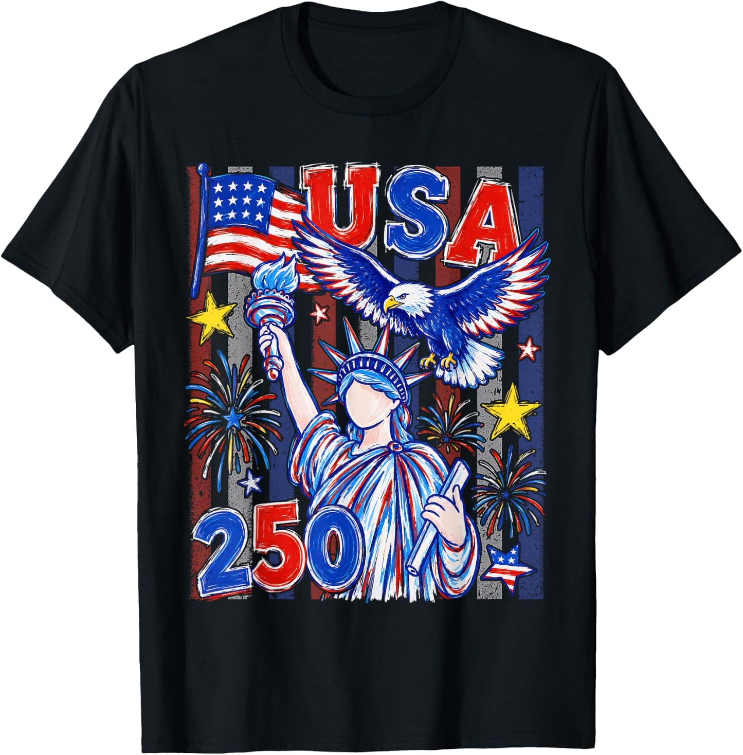 America Retro 250 Years 250th Anniversary USA 1776 2026 T-Shirt - T-Shirt | Black