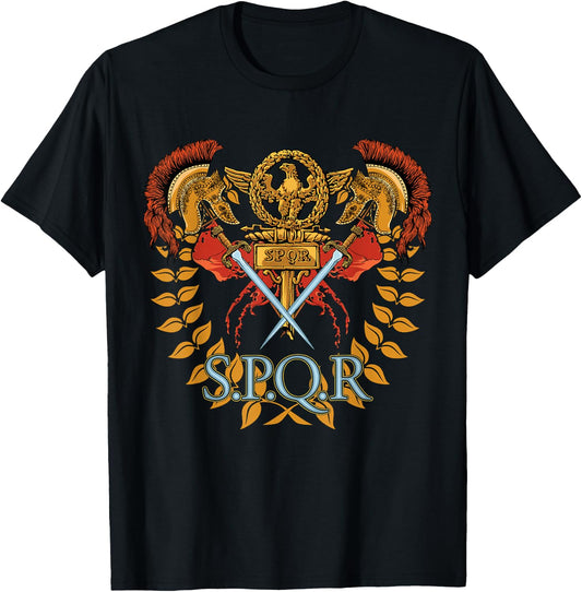 SPQR Ancient Rome Roman Empire Shirt Gift Christmas Birthday T-Shirt - T-Shirt | Black