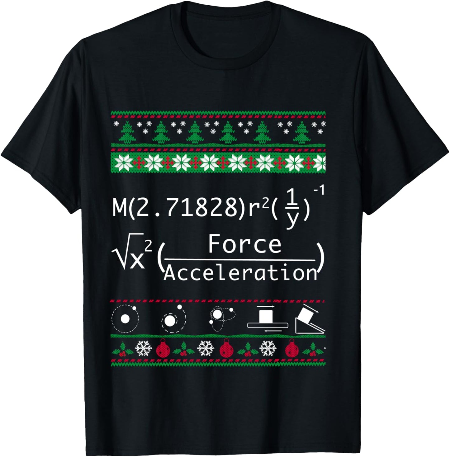 Funny Physics Christmas Sweater Shirt-Merry Xmas in Physics T-Shirt - T-Shirt | Black