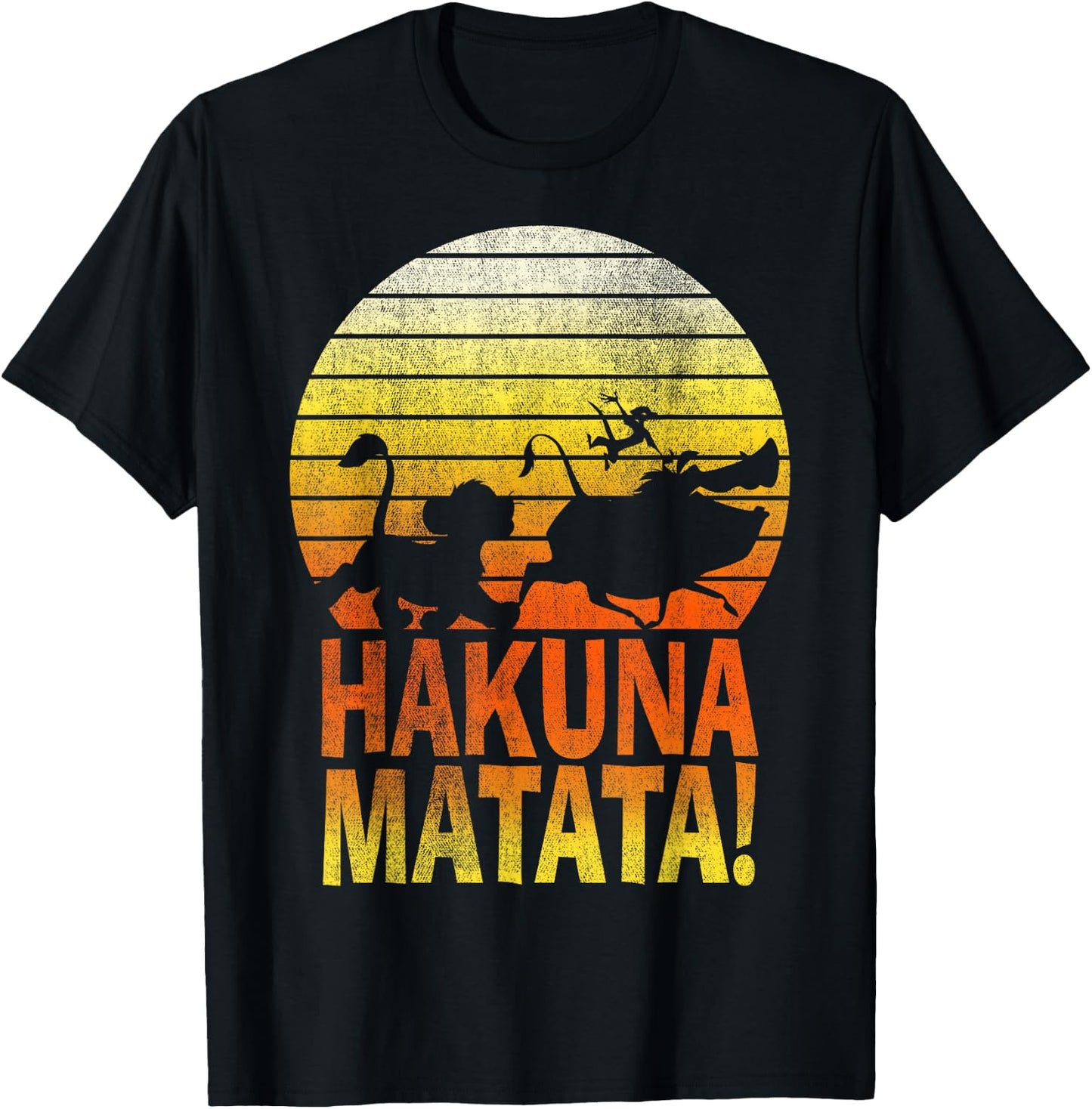 Disney The Lion King Hakuna Matata Distressed Group Shadows T-Shirt - T-Shirt | Black