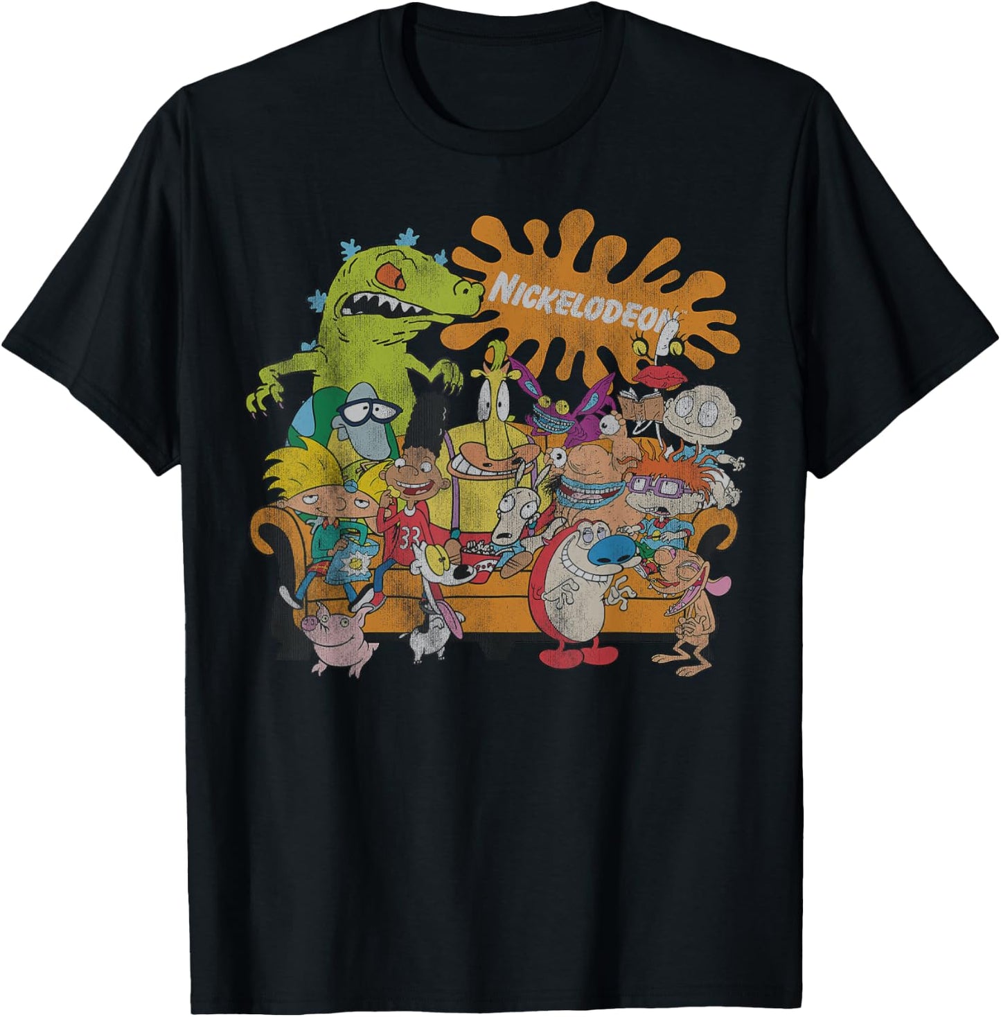 Nickelodeon Classic 90s Character Group Shot T-Shirt - T-Shirt | Black