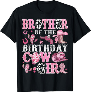 Brother Of The Birthday Cow-Girl Rodeo Cow Girl Birthday T-Shirt - T-Shirt | Black