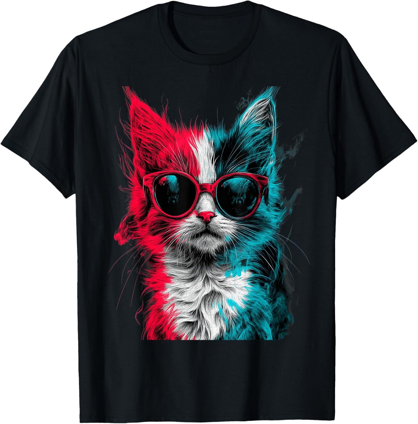 Cool Fluffy Gangstar Cat Good and evil themed Men Cat Lover T-Shirt - T-Shirt | Black