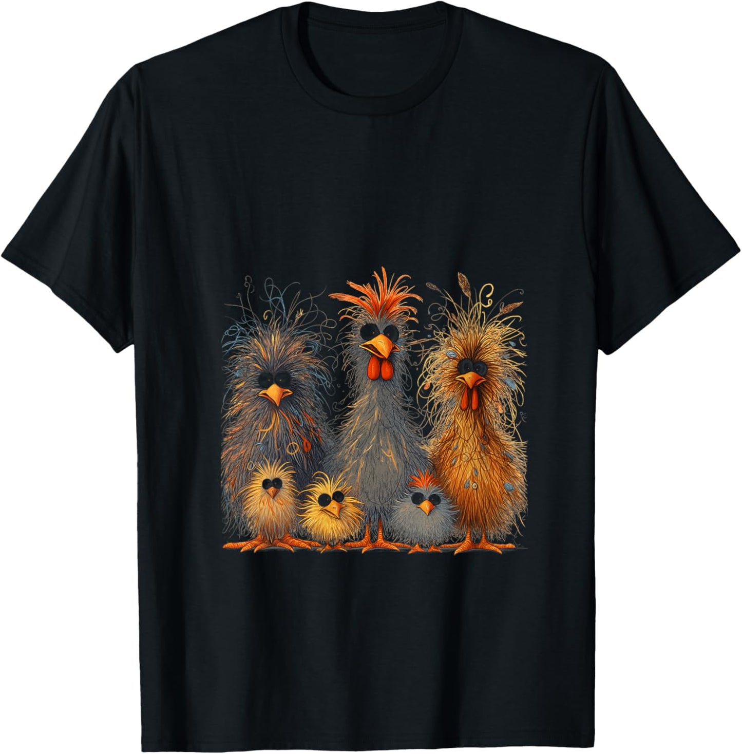 Eagerlys Colorful Funny Chicken Art, Women Kids V-Neck T-Shirt - T-Shirt | Black