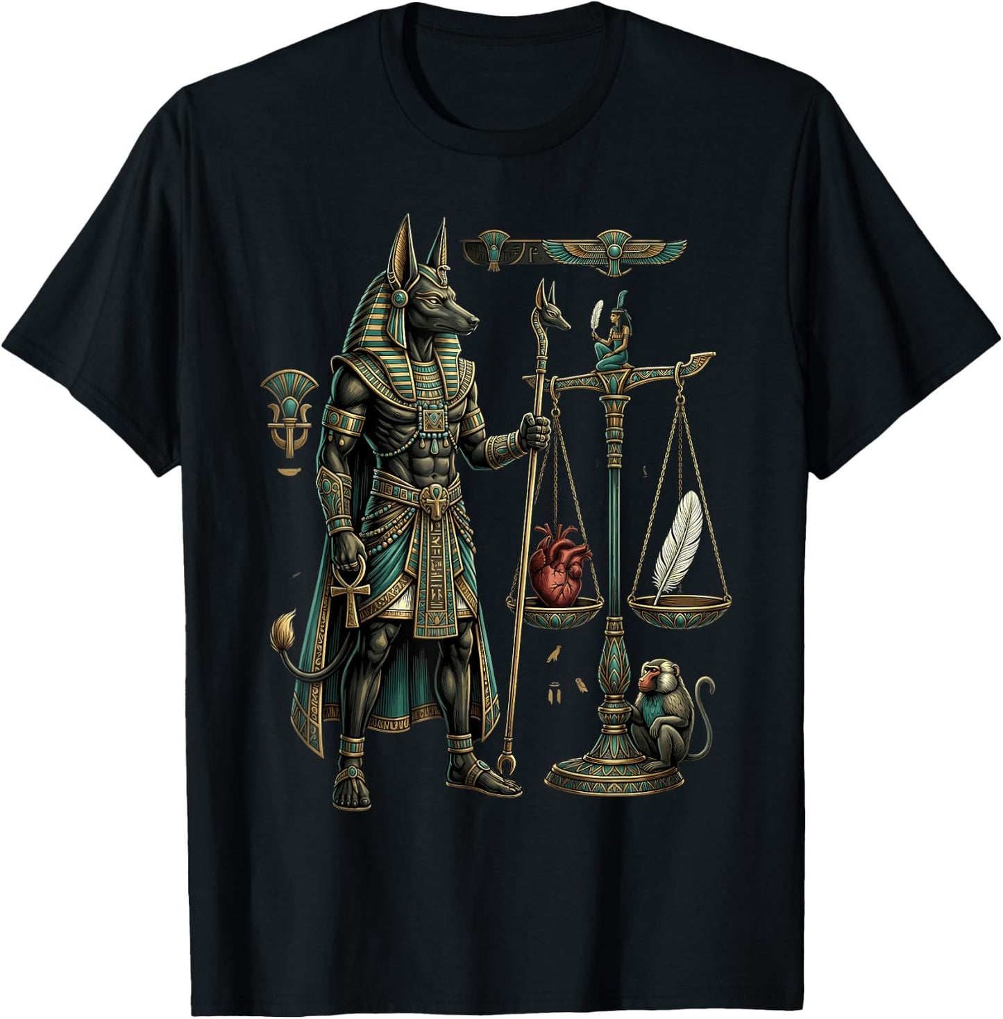 Anubis Egyptian God Ancient Egypt Mythology Egyptian Diety T-Shirt - T-Shirt | Black