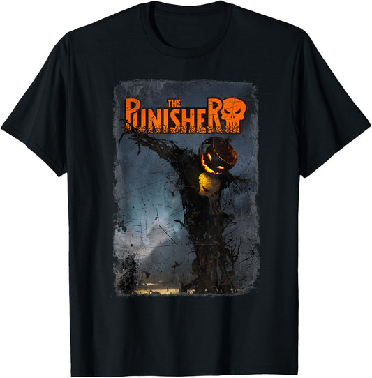 Marvel The Punisher Pumpkin Head Scarecrow Halloween T-Shirt - T-Shirt | Black