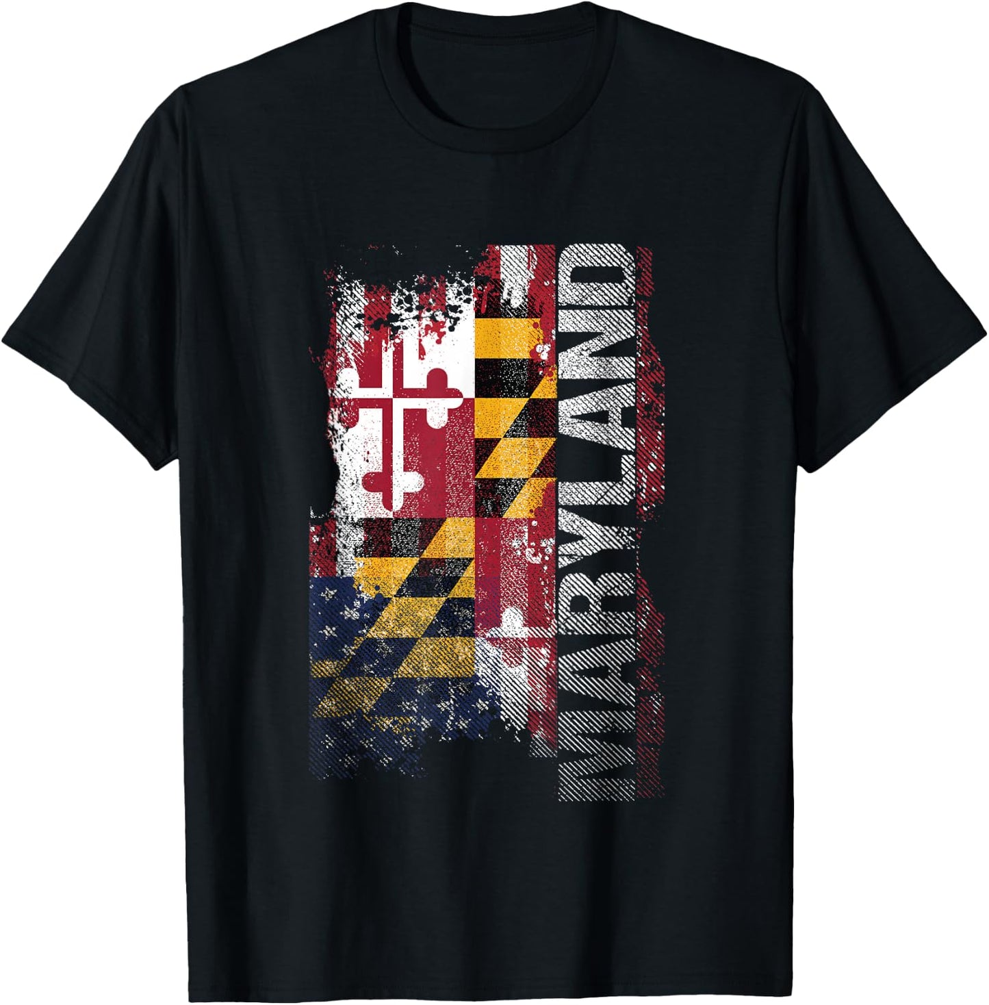 Maryland State USA Flag Souvenir Gift T-Shirt - T-Shirt | Black