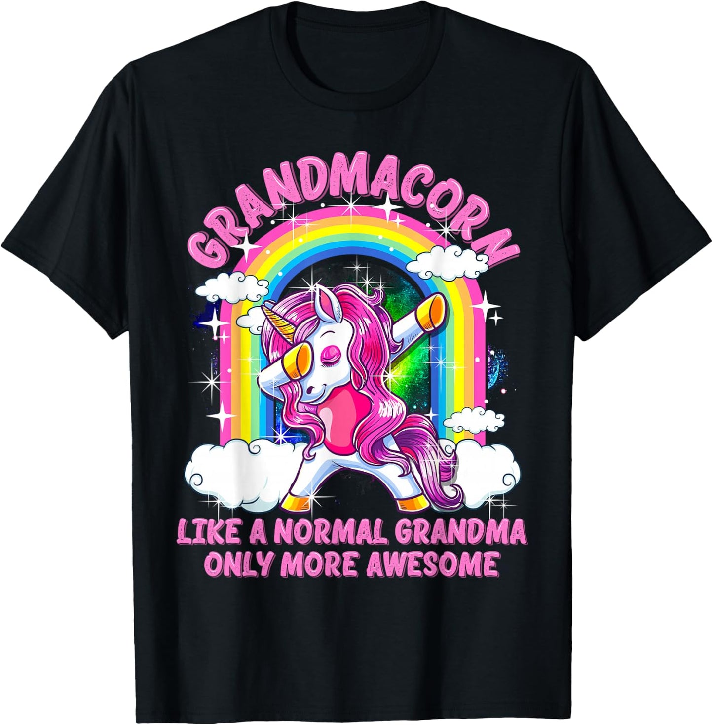 Grandmacorn Like A Normal Grandma Only More Awesome Unicorn T-Shirt - T-Shirt | Black