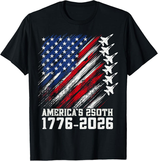 250 Year American Anniversary Fighter Jets 4th of July Boys T-Shirt - T-Shirt | Black