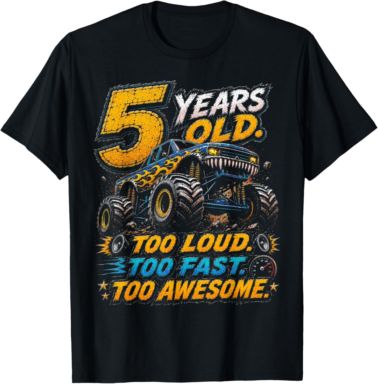Monster Truck 5th Birthday Shirt 5 Year Old 5th Birthday Boy T-Shirt - T-Shirt | Black