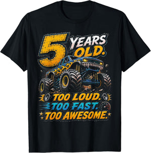 Monster Truck 5th Birthday Shirt 5 Year Old 5th Birthday Boy T-Shirt - T-Shirt | Black