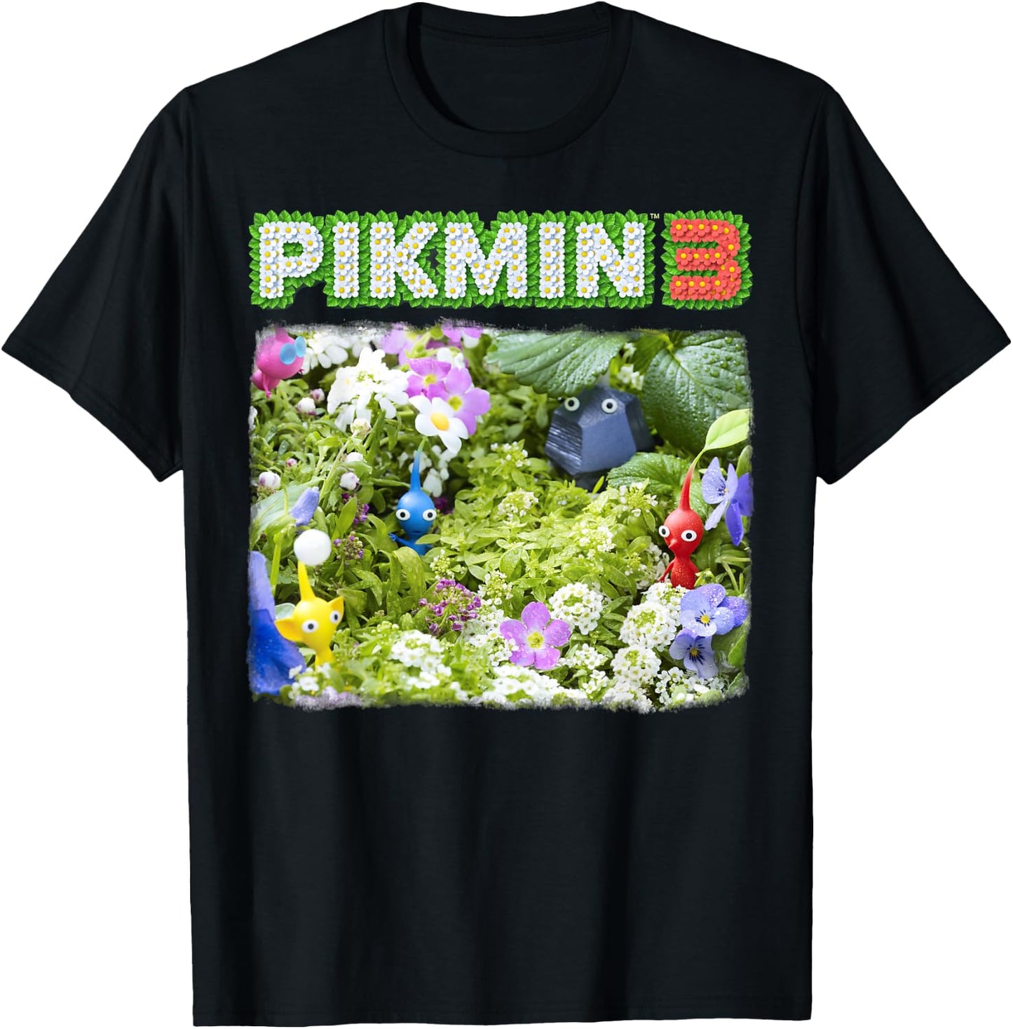 Nintendo Pikmin 3 Floral Logo Poster T-Shirt - T-Shirt | Black