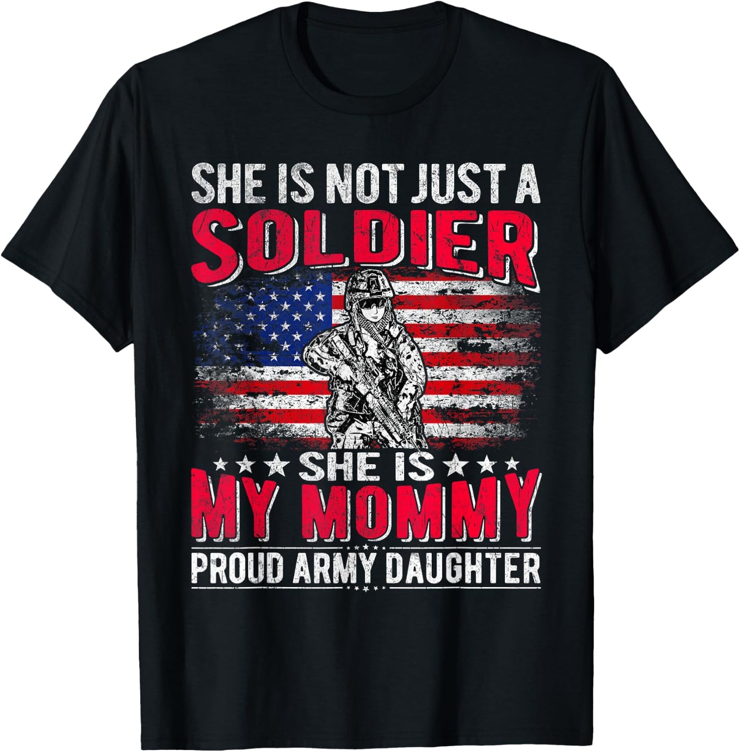 My Mommy Is Soldier Hero Proud Army Daughter Military Child T-Shirt - T-Shirt | Black