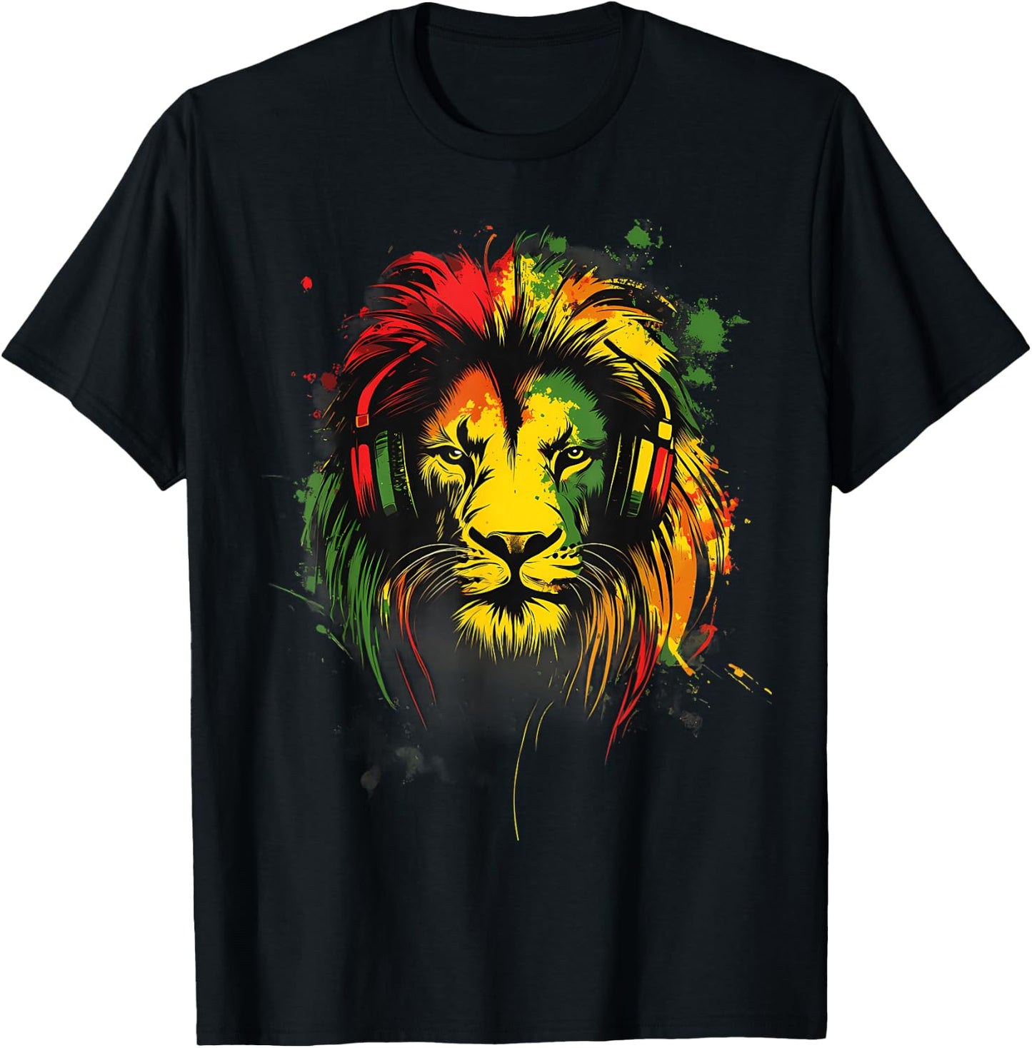 Rasta Reggae Music Lion Of Judah Jamaican Pride Jamaica T-Shirt - T-Shirt | Black