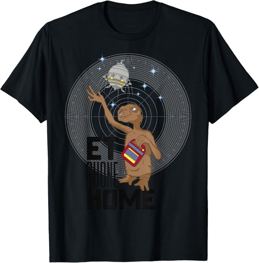 E.T. Phone Home Spaceship Flying Away Graphic T-Shirt - T-Shirt | Black