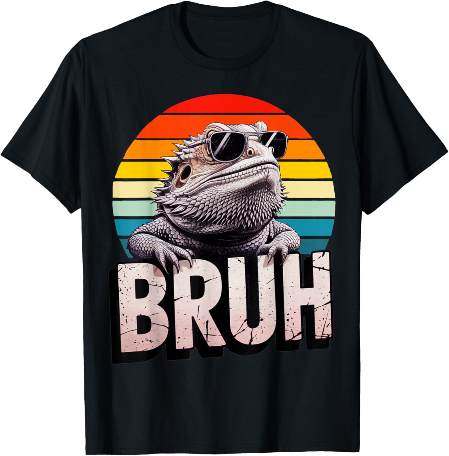 Gaming Bearded Dragon Bruh Retro Lizard Gamer Kids Boys Girl T-Shirt - T-Shirt | Black