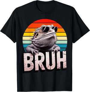 Gaming Bearded Dragon Bruh Retro Lizard Gamer Kids Boys Girl T-Shirt - T-Shirt | Black