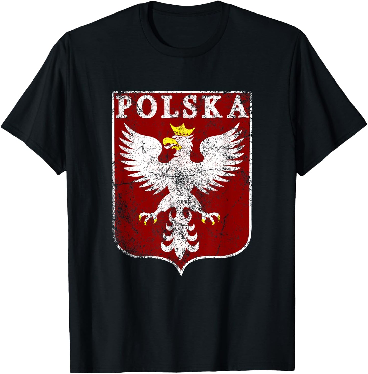 Polish Eagle Polish Crest Vintage Polska Eagle Poland T-Shirt - T-Shirt | Black