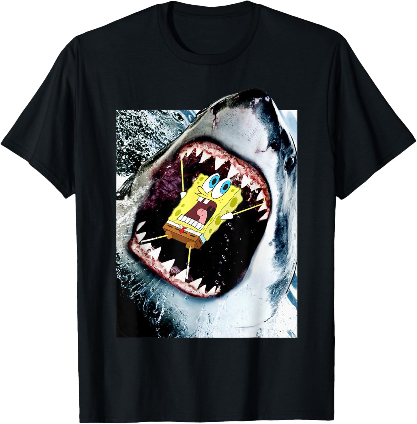 Spongebob SquarePants Shark Attack T-Shirt - T-Shirt | Black