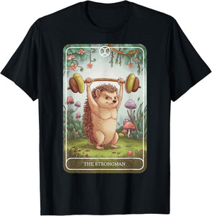 Tarot Card Hedgehog Strongman Lifting Workout Gym Fitness T-Shirt - T-Shirt | Black
