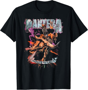 Pantera Official Cowboys From Hell Riding Skeleton Short Sleeve T-Shirt - T-Shirt | Black
