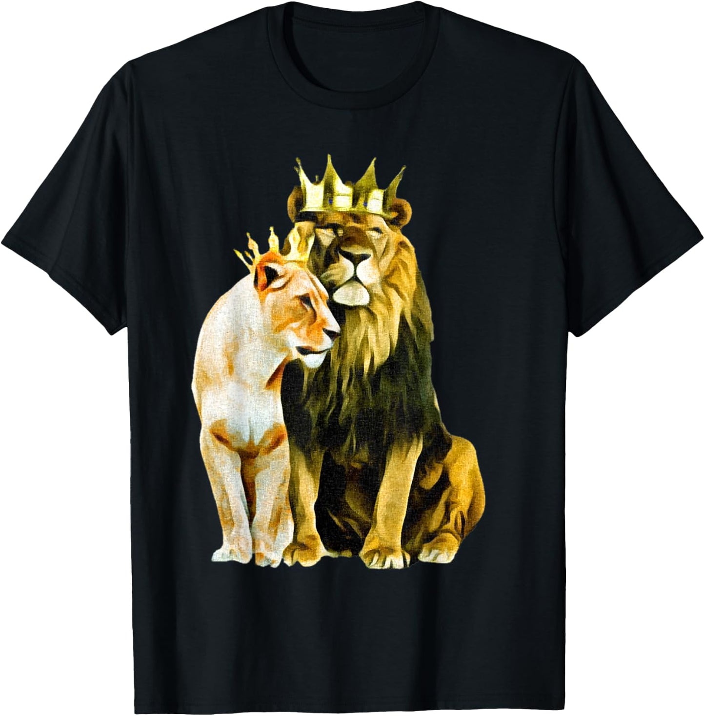King Lion Crown Queen Lioness Crown T-Shirt - T-Shirt | Black