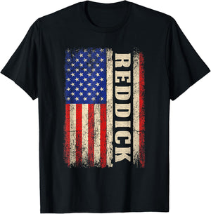 REDDICK Last Name Shirt REDDICK Name American Flag T-Shirt - T-Shirt | Black