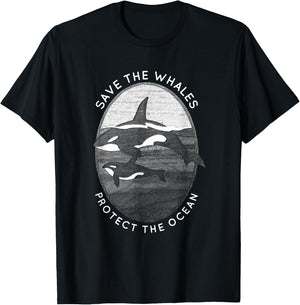 Save The Whales: Protect The Ocean Orca Killer Whales T-Shirt - T-Shirt | Black