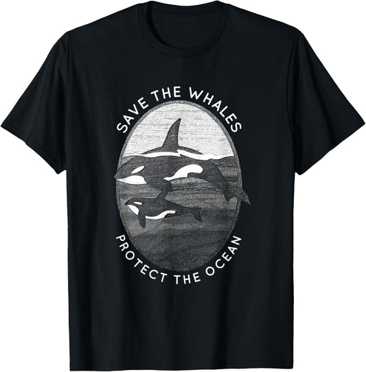 Save The Whales: Protect The Ocean Orca Killer Whales T-Shirt - T-Shirt | Black