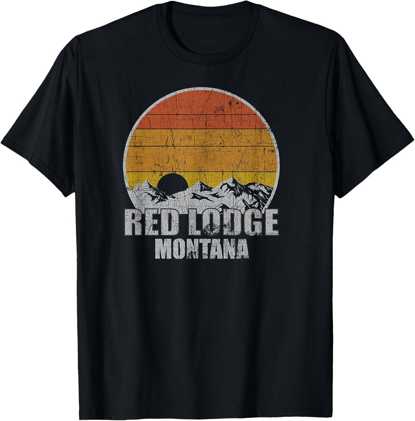 Retro Red Lodge Montana T-Shirt - T-Shirt | Black