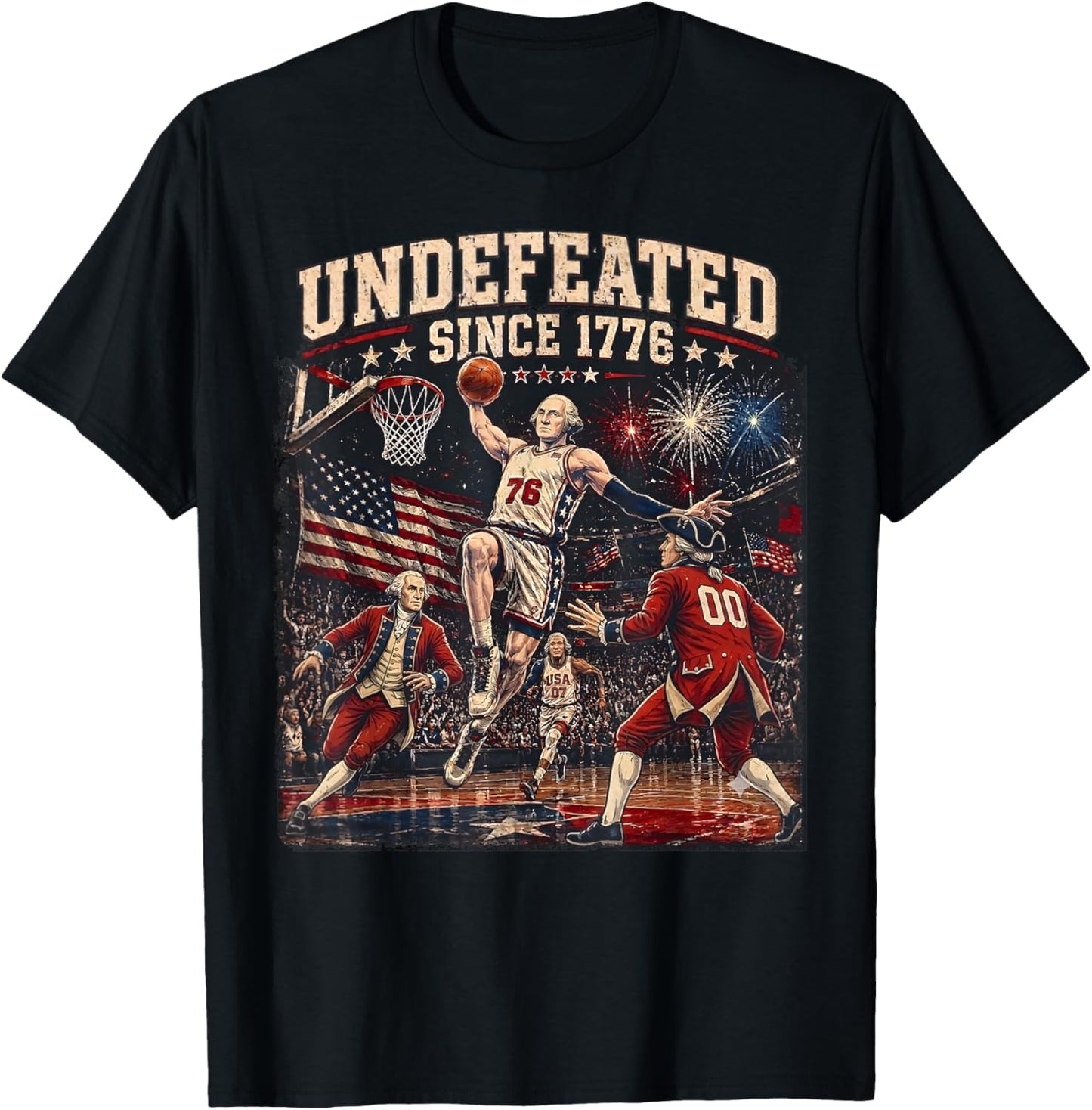 George Washington Undefeated Since 1776 Basketball USA T-Shirt - T-Shirt | Black