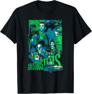 Ghostbusters Joshua Budich Illustrated Poster Retro Movie T-Shirt - T-Shirt | Black