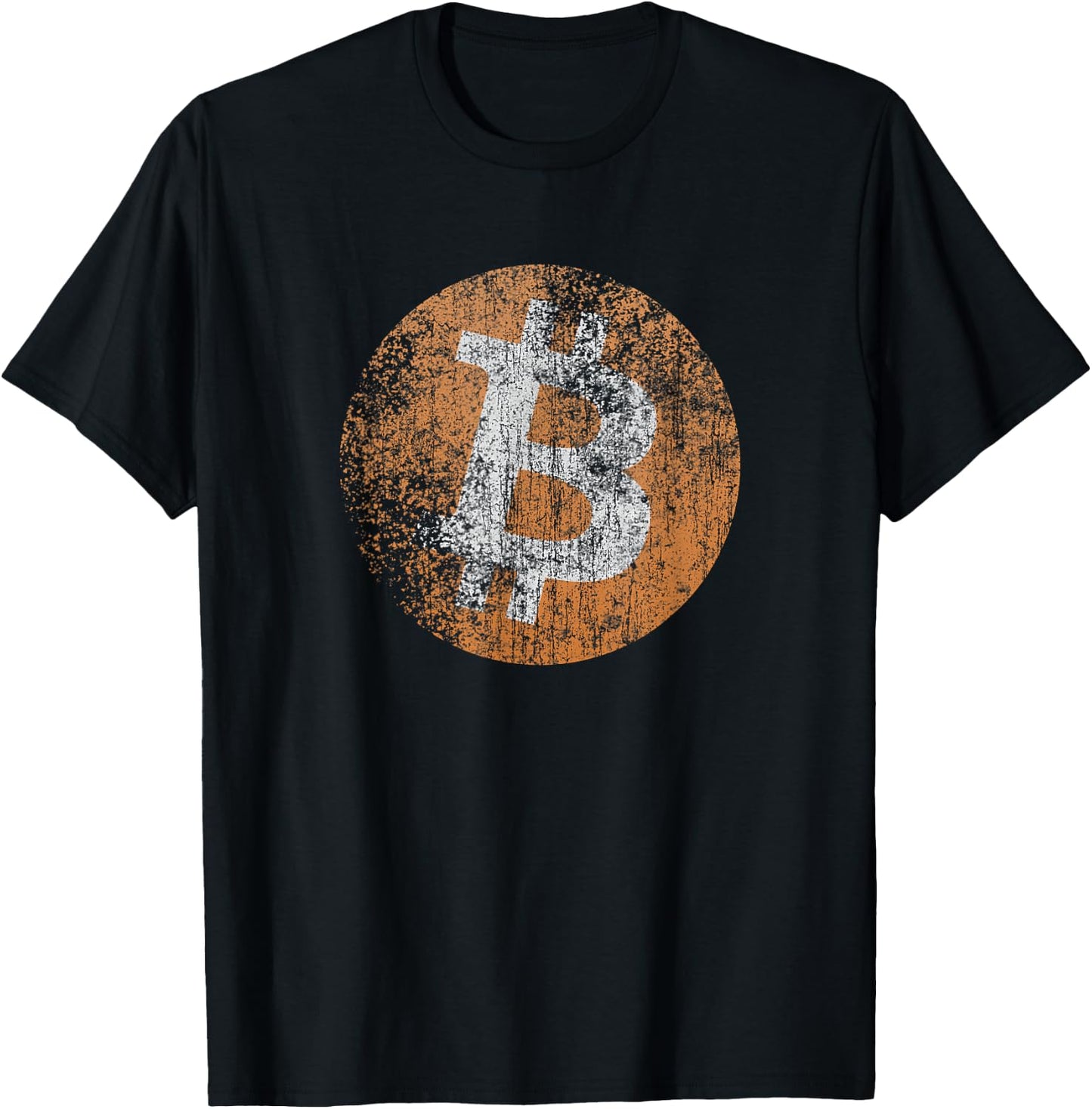 Vintage Distressed Bitcoin Logo Design, Retro Crypto, Money T-Shirt - T-Shirt | Black