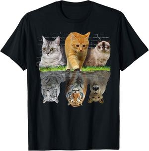 Fun Cat Reflection Gift Design Idea T-Shirt - T-Shirt | Black