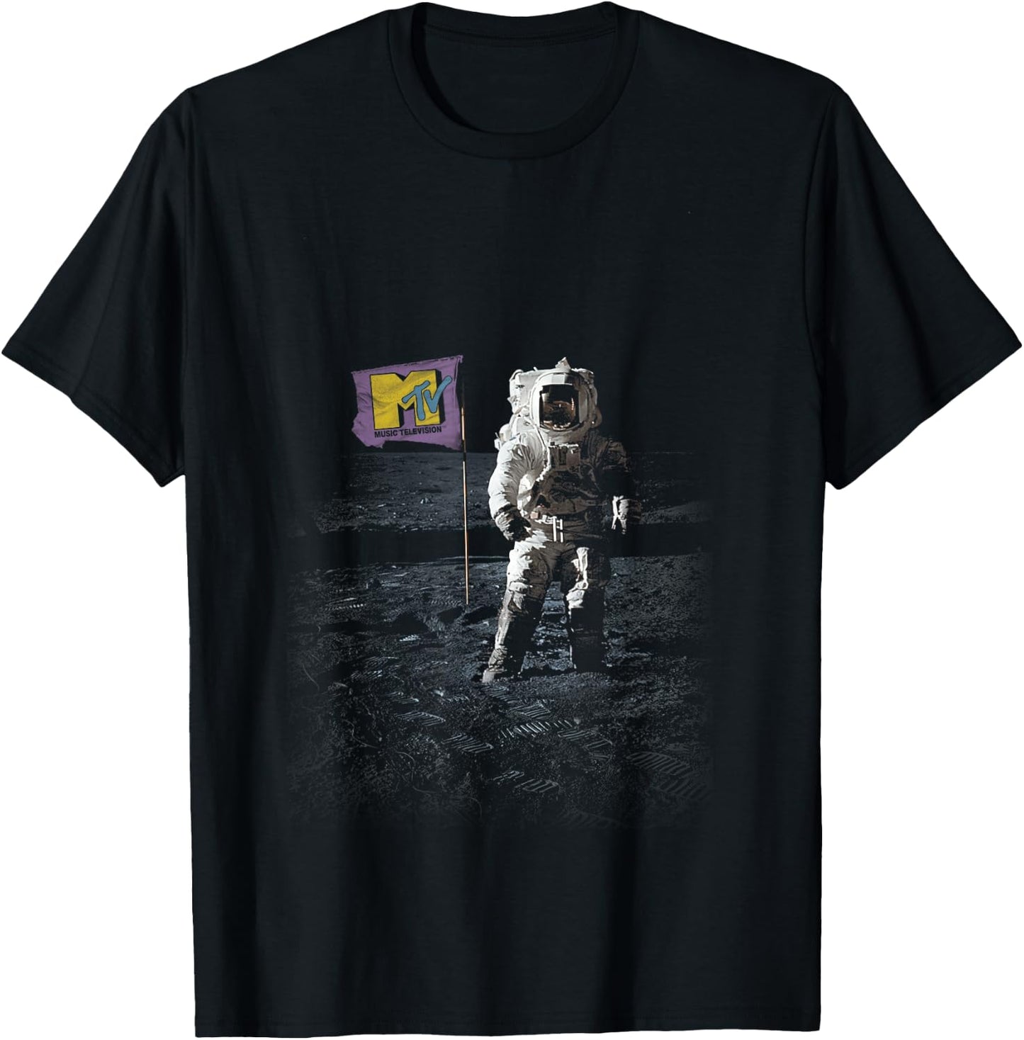 MTV Flag With Man On The Moon T-Shirt - T-Shirt | Black