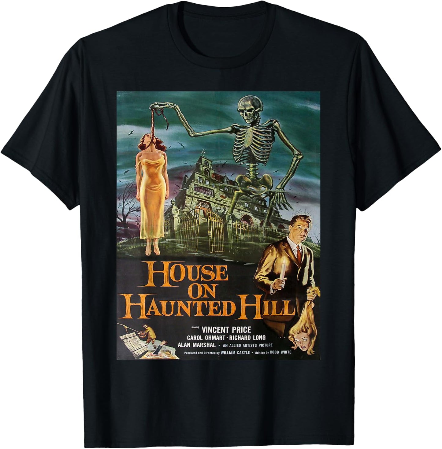 Vintage poster - House on Haunted Hill Retro T-Shirt - T-Shirt | Black