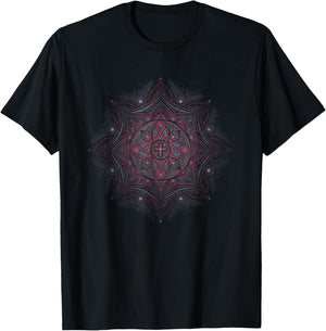 Stunning Mandala With A Cross In Center T-Shirt - T-Shirt | Black