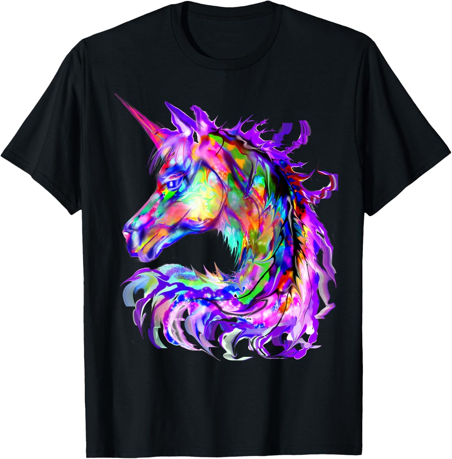 Purple Unicorn Gift Colorful Psychedelic kawaii Trippy alt T-Shirt - T-Shirt | Black