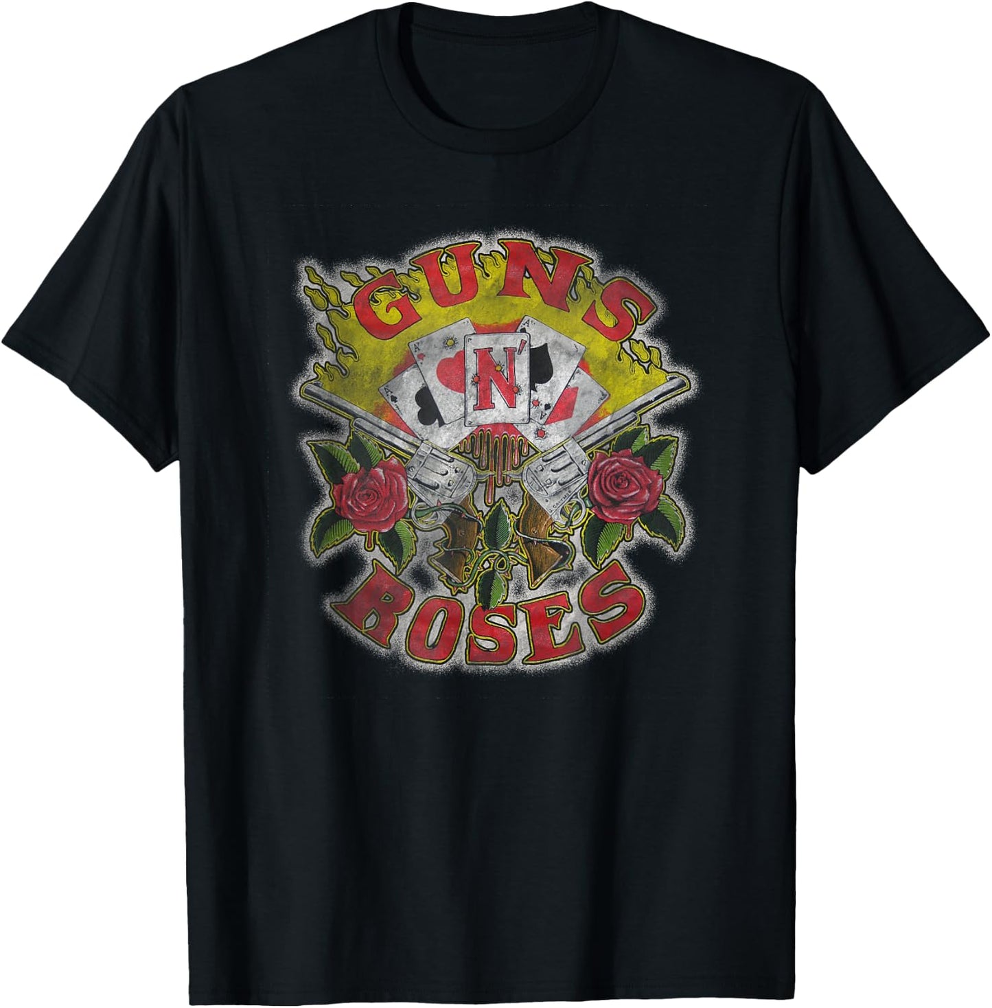 Guns N' Roses Official Cards Distress Small T-Shirt - T-Shirt | Black