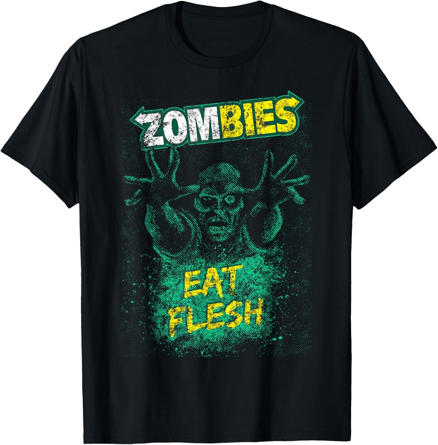 Funny Zombies Eat Flesh , Women & Kids Halloween T-Shirt - T-Shirt | Black