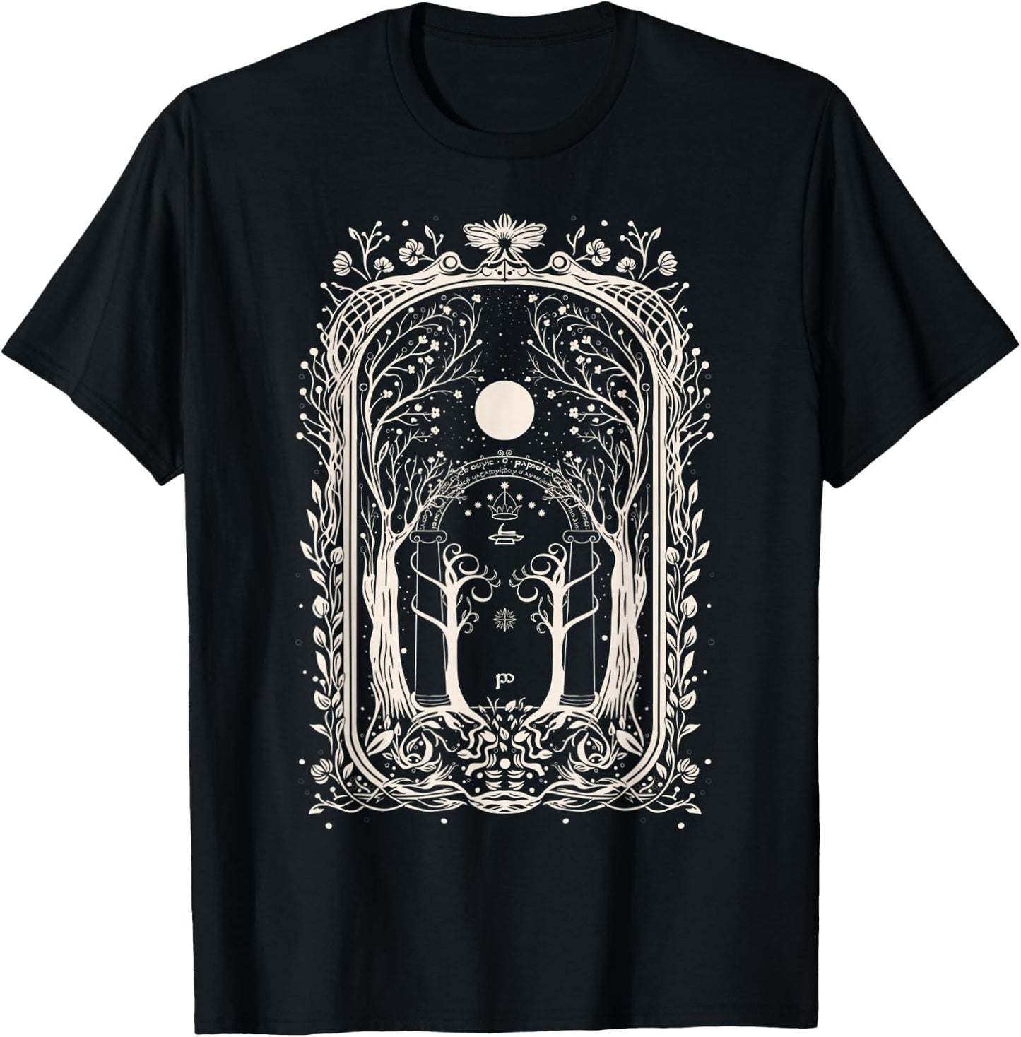 Fantasy Gate To Moria Goth Grunge Aesthetic Y2K T-Shirt - T-Shirt | Black