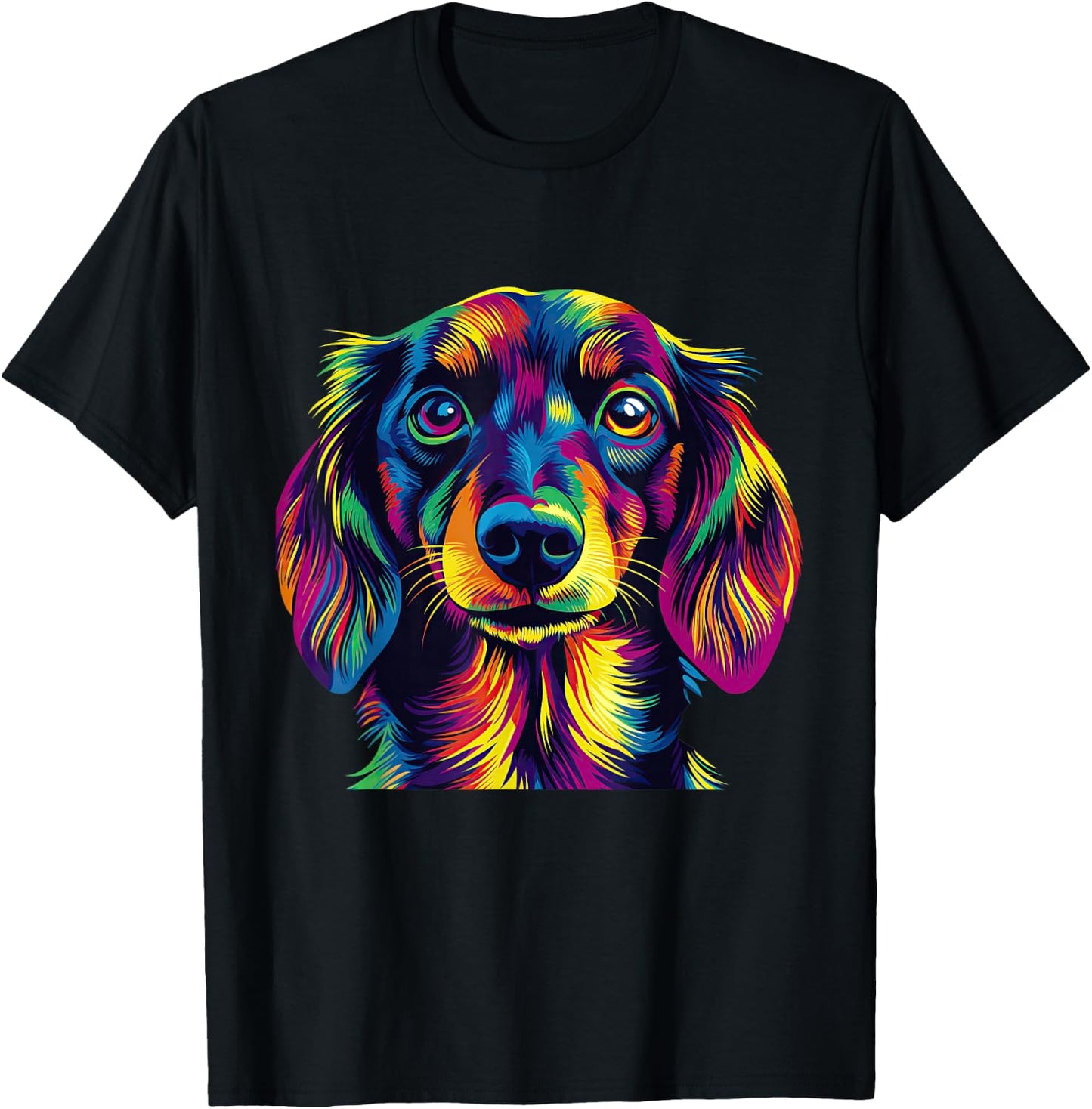 Colorful Dachshund Pop Art Dog Lovers Gift T-Shirt - T-Shirt | Black