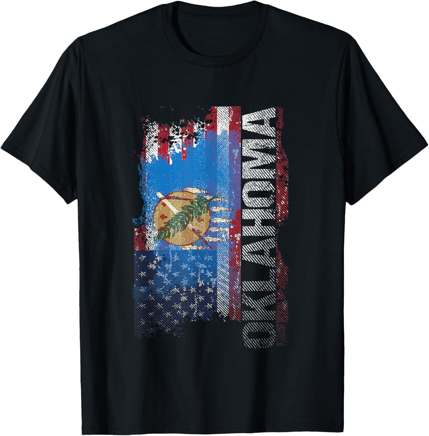 Oklahoma State USA Flag Souvenir Gift Women Kids Men T-Shirt - T-Shirt | Black