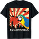 Squawk Zilla Blue and Gold Macaw Parrot Squawking Kawaii T-Shirt - T-Shirt | Black